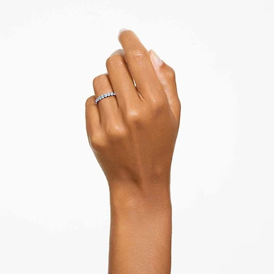 Matrix ring, Round cut, Blue, Rhodium plated by SWAROVSKI