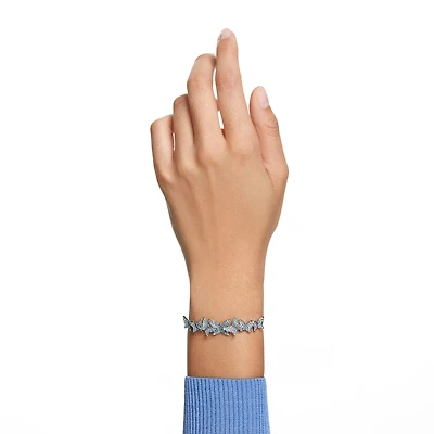 Idyllia Lilia bracelet, Butterfly, Blue, Rhodium plated by SWAROVSKI