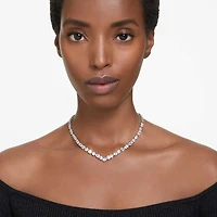 Mesmera necklace, Mixed cuts, White, Rhodium plated by SWAROVSKI