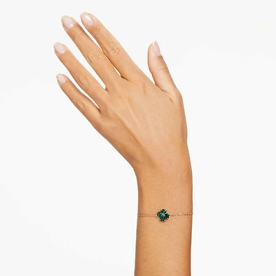 Idyllia bracelet, Mixed cuts, Clover, Green, Gold-tone plated by SWAROVSKI