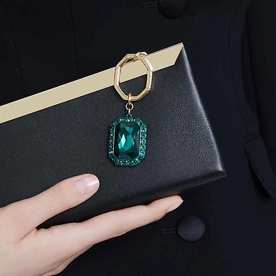 Key ring, Octagon cut, Green, Mixed metal finish by SWAROVSKI