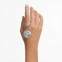 Key ring, Round cut, White, Rhodium plated by SWAROVSKI