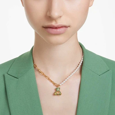 Teddy pendant, Crystal pearl, Bear, Multicolored, Gold-tone plated by SWAROVSKI