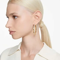 Dextera hoop earrings, White, Gold-tone plated by SWAROVSKI