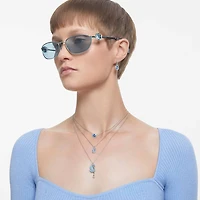 Constella necklace, Oval cut, Blue, Rhodium plated by SWAROVSKI