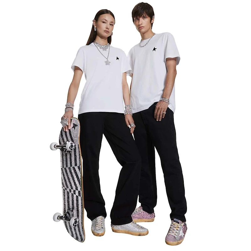 Golden Goose skateboard, Black and white by SWAROVSKI