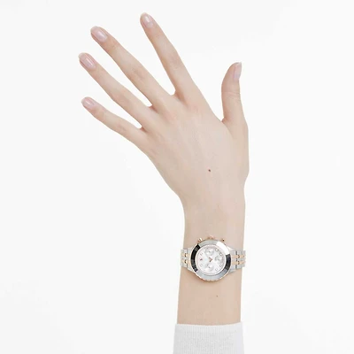 Octea chrono watch, Swiss Made, Metal bracelet, Rose gold tone, Mixed metal finish by SWAROVSKI