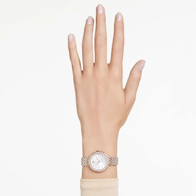 Matrix tennis 7-link watch, Swiss Made, Metal bracelet, Rose gold tone, Mixed metal finish by SWAROVSKI