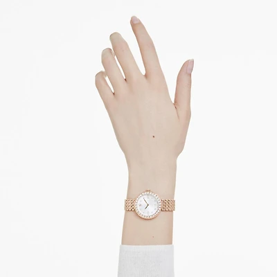 Matrix tennis 7-link watch, Swiss Made, Metal bracelet, Rose gold tone