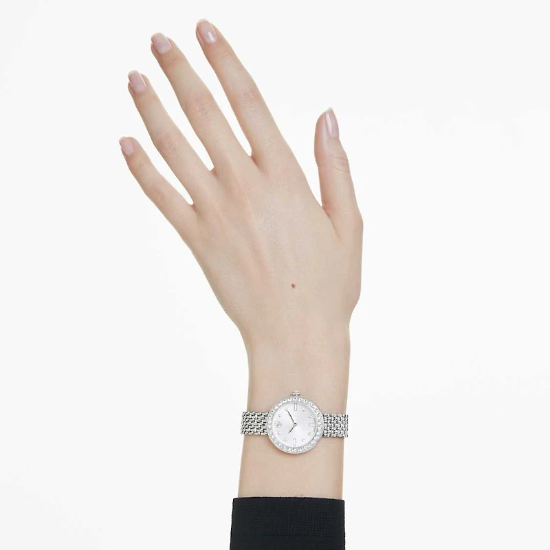 Matrix tennis 7-link watch, Swiss Made, Metal bracelet, Silver Tone, Stainless steel by SWAROVSKI