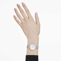 Matrix tennis 7-link watch, Swiss Made, Metal bracelet, Silver Tone, Stainless steel by SWAROVSKI