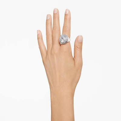 Mesmera cocktail ring, Octagon cut, White, Rhodium plated by SWAROVSKI