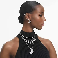 Luna pendant, Moon, White, Rhodium plated by SWAROVSKI