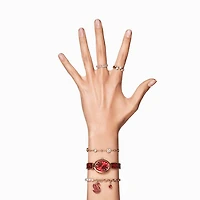 Crystal Rock oval watch, Swiss Made, Metal bracelet, Red, Rose gold-tone finish by SWAROVSKI
