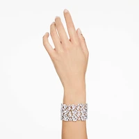 Mesmera wide bracelet, Mixed cuts, White, Rhodium plated by SWAROVSKI