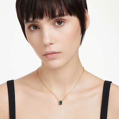Stilla pendant, Rectangular cut, Green, Gold-tone plated by SWAROVSKI