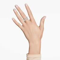 Hyperbola ring, Infinity, White, Silver-tone finish by SWAROVSKI