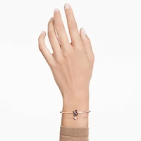 Swan bangle, Swan, Black, Rose gold-tone plated by SWAROVSKI