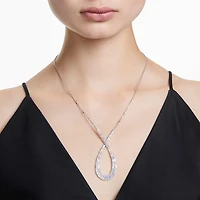 Hyperbola pendant, Mixed cuts, Infinity, White, Rhodium plated by SWAROVSKI