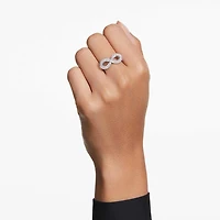 Hyperbola cocktail ring, Infinity, White, Rhodium plated by SWAROVSKI