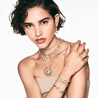 Idyllia pendant, Flower, Yellow, Rhodium plated by SWAROVSKI