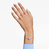 Idyllia bangle, Flower, Blue, Rhodium plated by SWAROVSKI