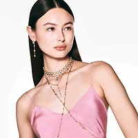 Imber necklace, Round cut, Scattered design, White, Gold-tone plated by SWAROVSKI