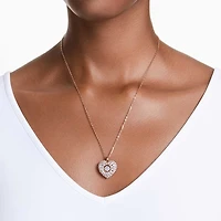 Idyllia pendant, Crystal pearl, Heart, White, Rose gold-tone plated by SWAROVSKI