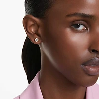 Imber stud earrings, Round cut, White, Gold-tone plated by SWAROVSKI