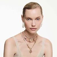 Matrix Tennis necklace, Round cut, White, Gold-tone plated by SWAROVSKI