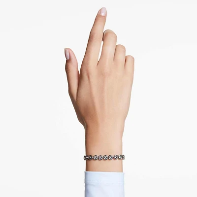 Imber Tennis bracelet, Round cut, Black, Ruthenium plated by SWAROVSKI