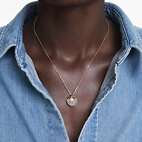 Idyllia Y pendant, Crystal pearl, Shell, White, Gold-tone plated by SWAROVSKI