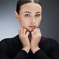 Galaxy bypass ring, Lab-grown diamonds 1.25 ct tw, Mixed shapes, 14K white gold by SWAROVSKI