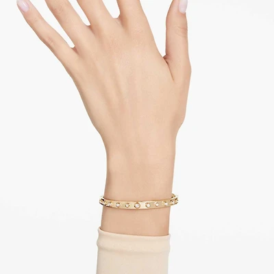 Numina bangle, Mixed round cuts, White, Gold-tone plated by SWAROVSKI