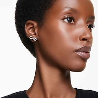 Hyperbola stud earrings, Infinity, White, Rhodium plated by SWAROVSKI