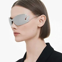 Sunglasses, Mask, Swan, SK7020, Silver Tone by SWAROVSKI