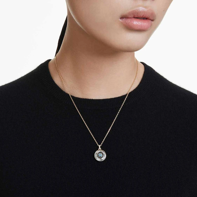 Symbolica pendant, Evil eye, Small, Multicolored, Gold-tone plated by SWAROVSKI