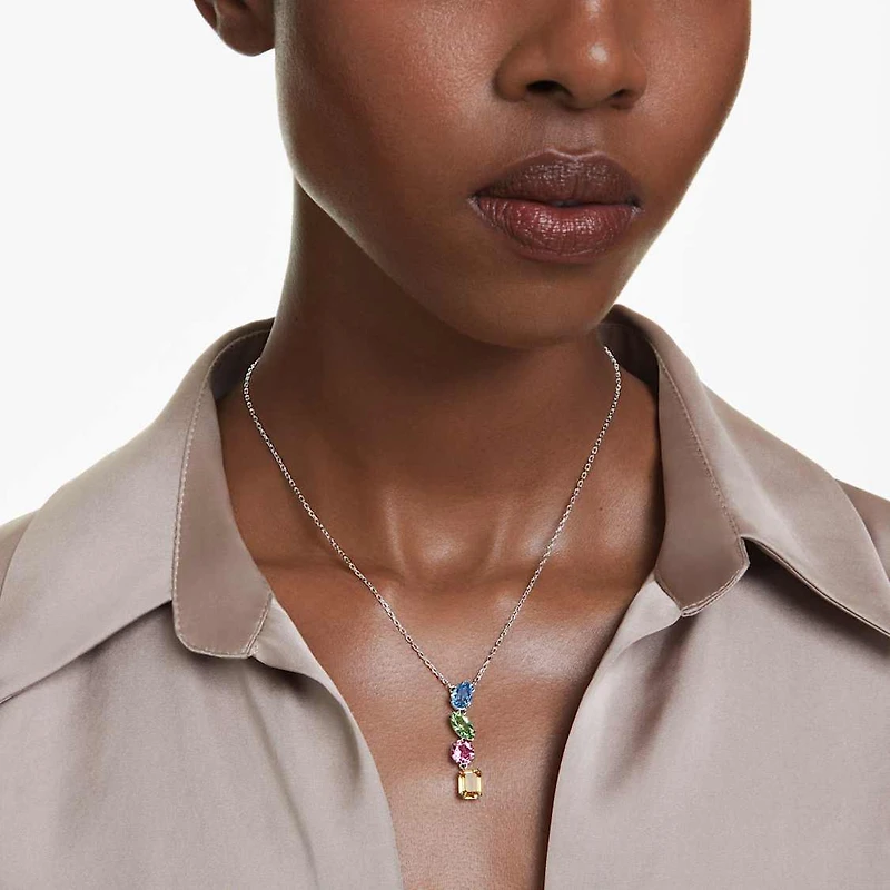 Gema Y pendant, Mixed cuts, Multicolored, Rhodium plated by SWAROVSKI
