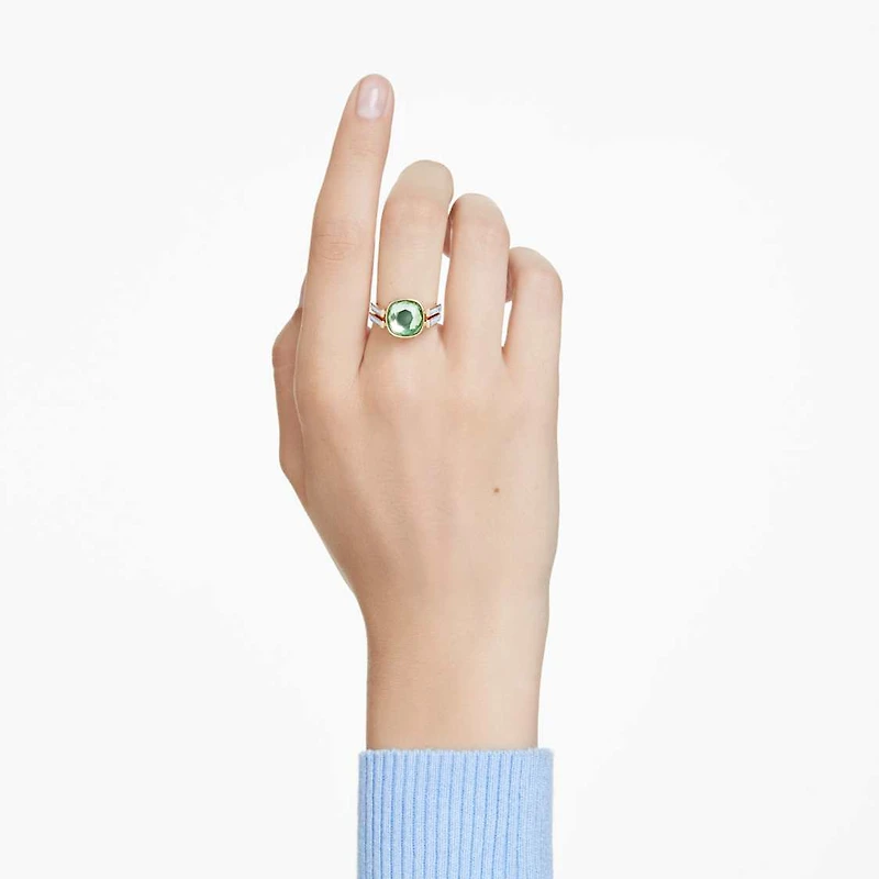 Chroma ring, Cushion cut, Multicolored, Gold-tone plated by SWAROVSKI