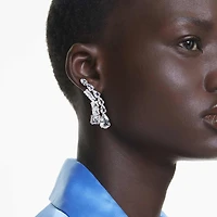 Matrix drop earrings, Mixed cuts, White