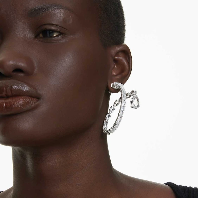 Matrix hoop earrings, Mixed cuts, White