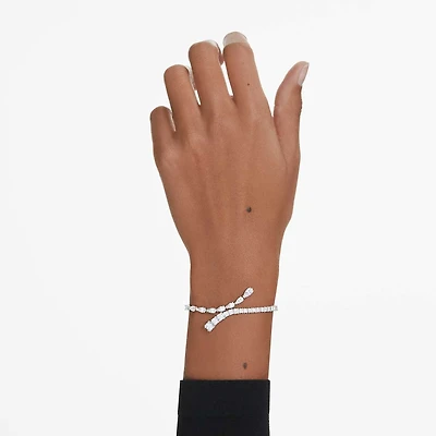 Matrix bracelet, Mixed cuts, White, Rhodium plated by SWAROVSKI