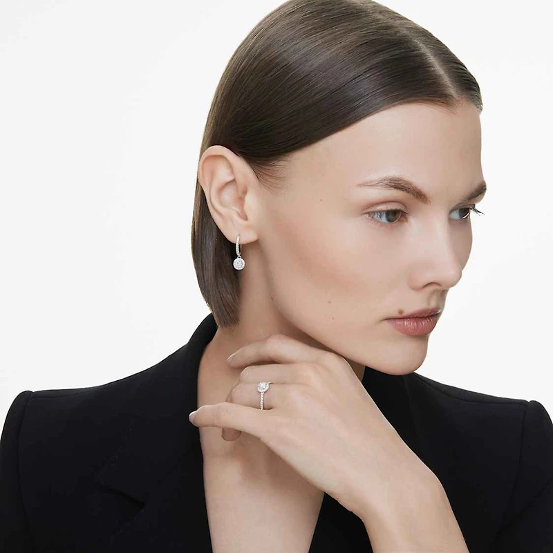 Eternity drop earrings, Lab-grown diamonds 1.1 ct tw, Round shape, 14K white gold by SWAROVSKI