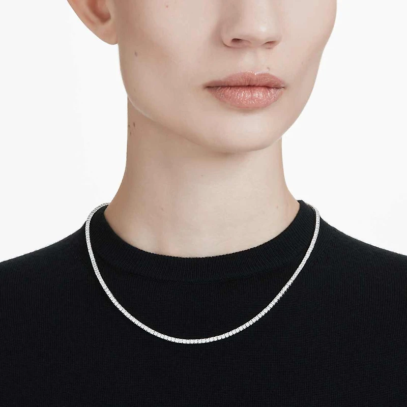 Eternity necklace, Lab-grown diamonds 7 ct tw, Round shape, 14K white gold by SWAROVSKI