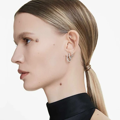 Eternity hoop earrings, Lab-grown diamonds 0.1 ct tw, Round shape, Small, 14K white gold by SWAROVSKI