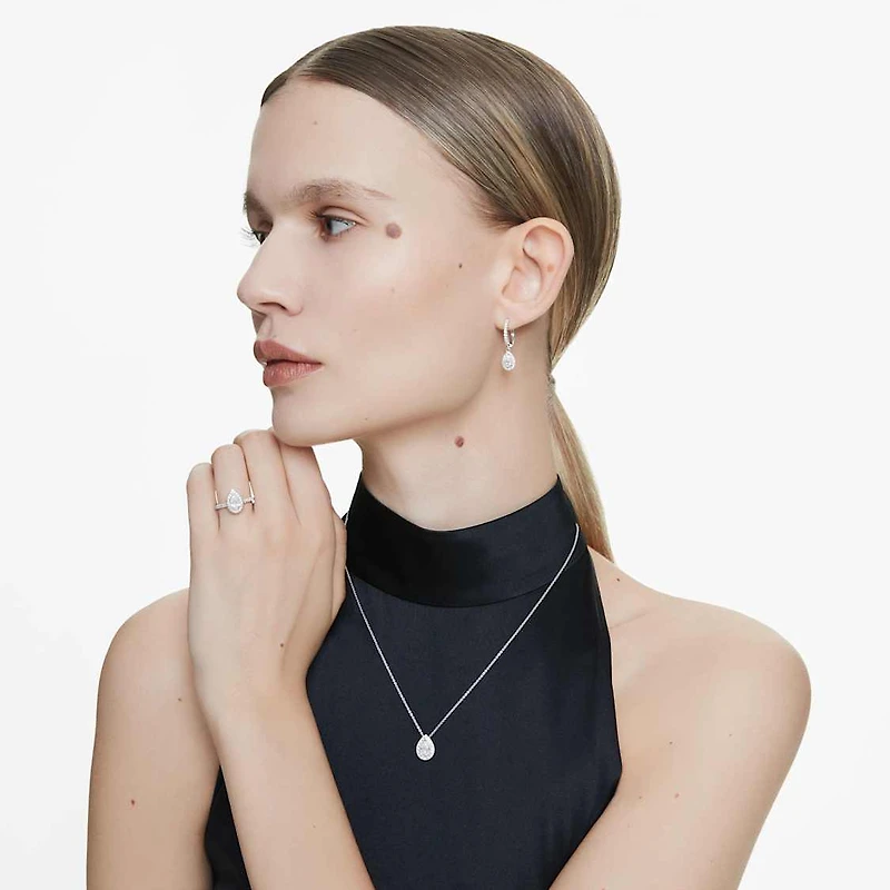 Eternity drop earrings, Lab-grown diamonds 1.25 ct tw, Mixed shapes, 14K white gold by SWAROVSKI