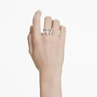 Dextera ring, Set (2), Sphere and cube, White, Rhodium plated by SWAROVSKI