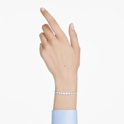 Imber Tennis bracelet, Mixed round cuts, White, Rhodium plated by SWAROVSKI