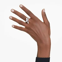 Matrix ring, Mixed cuts, White, Rhodium plated by SWAROVSKI