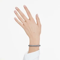 Matrix bangle, Baguette cut, Octagon shape, Blue, Ruthenium plated by SWAROVSKI